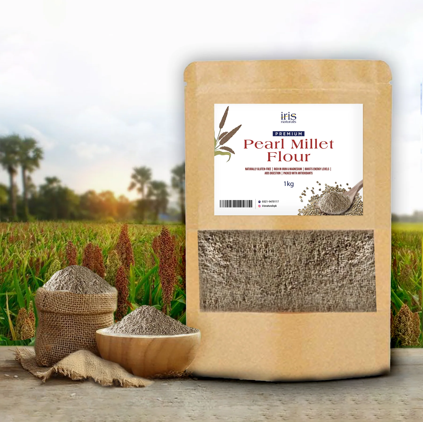 iris naturals Pearl Millet (Bajra ) Flour - 1Kg